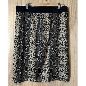 Zoe + Phoebe Women's Size L Elastic Waist Snakeskin Print Midi Skirt
